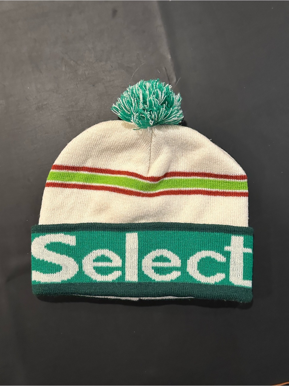 Select Knit Pom Beanie - Cream & Green
